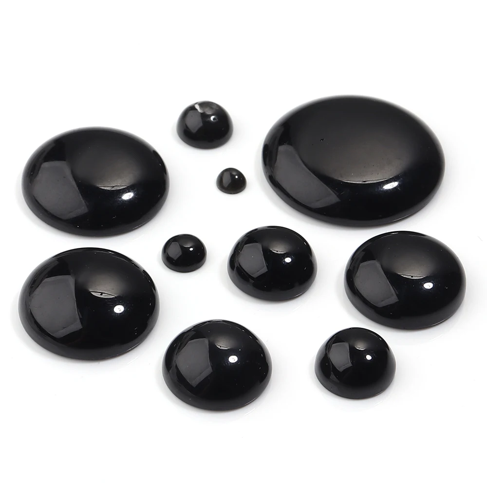 5/10Pcs Natural Stone Cabochon Cameo Round Black Agate Stone Cabochon for DIY Making Jewelry Ring Craft Findings Cabochon Beads - Image 3