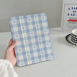 Cute Love Plaid Case for Apple iPad Pro 2024 11 inch Air 5/4 10.9 10th 7/8/9 10.2 Air 3 10.5 inch mini 6 5 4 Cover Tablet Cases