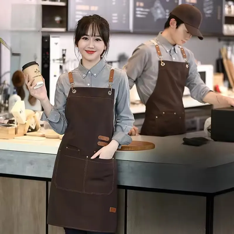 1 Stück Mehrzweck-Lebensmittelschutzschürze aus Segeltuch mit Taschen, Unisex-Schürze, perfekt für Cafés, Bars, Restaurants, stilvolle Arbeitskleidung für den Taillenbereich