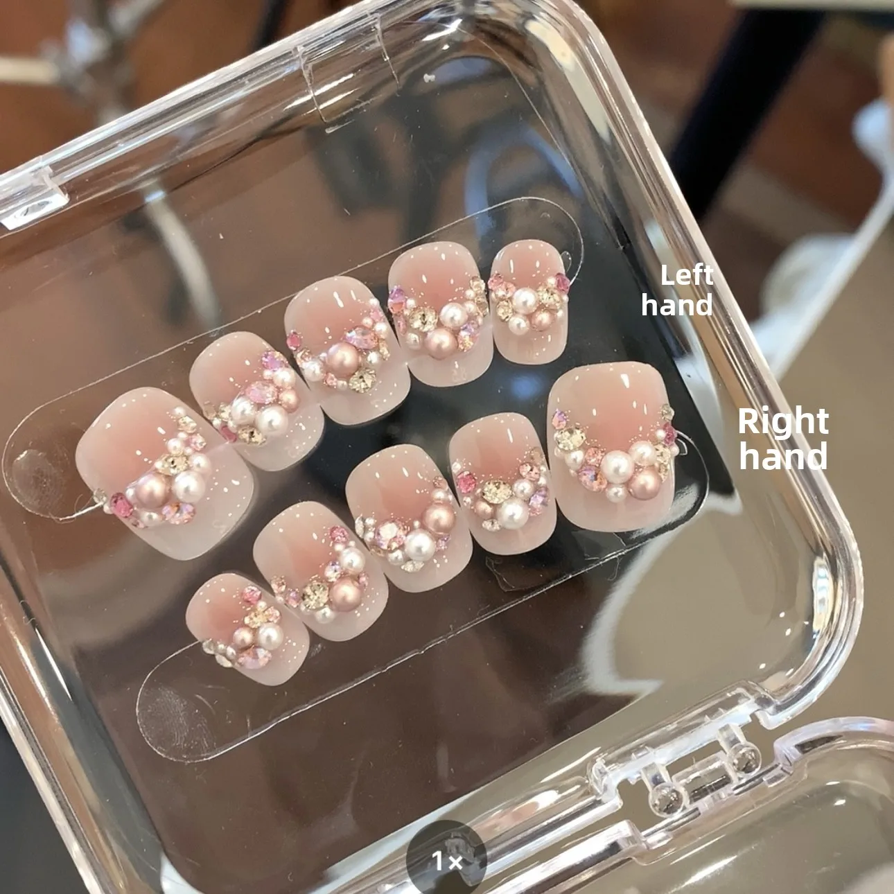 

Bubble Dragon,, Light Blush Pearl French Flashing Wearing Armor Custom Nail Pads