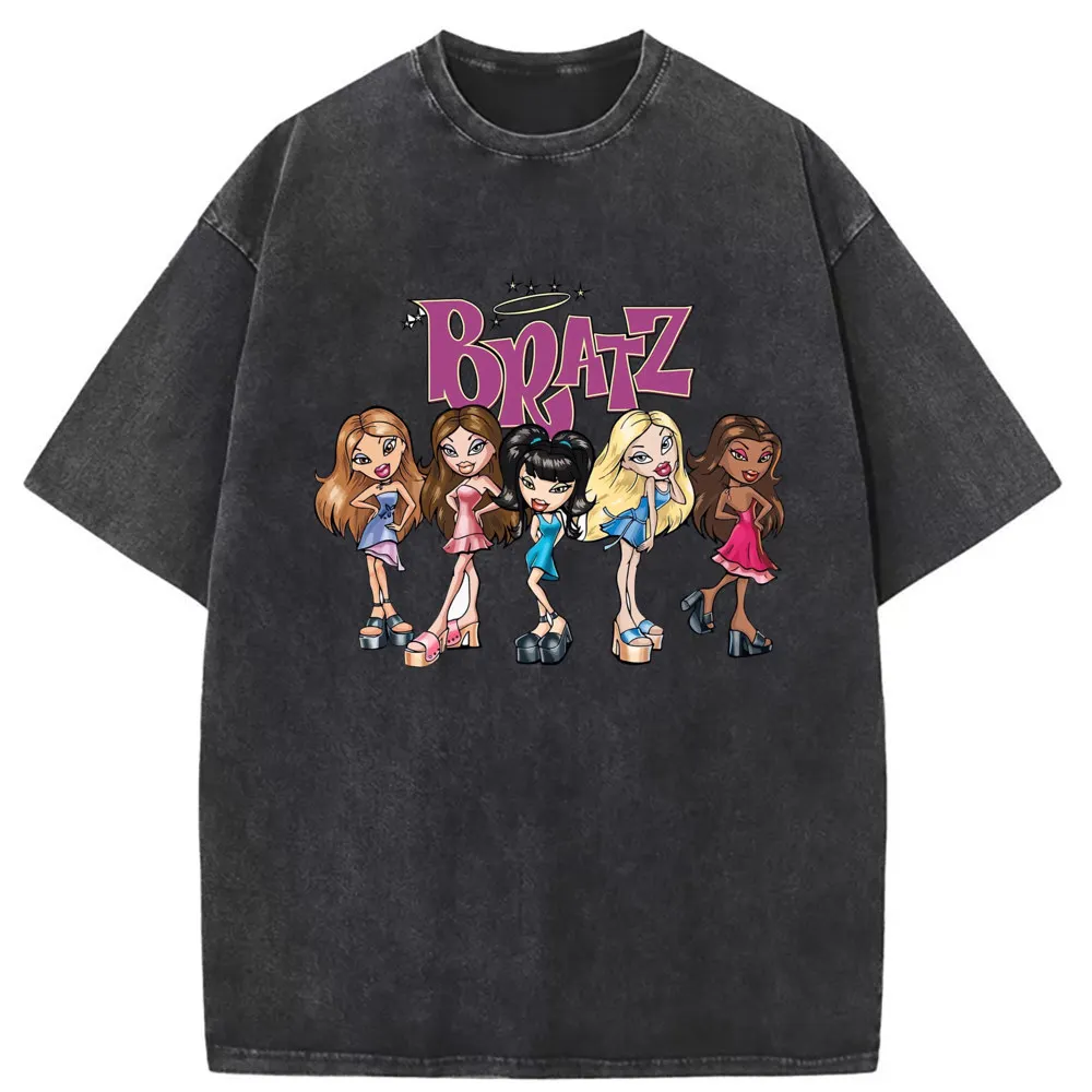 2023 Popular Funny Tshirt Cute Kawaii Bratz T Shirt Anime Retro Long Sleeve Sweatshirts Washed Tshirt For Men 3d Printed