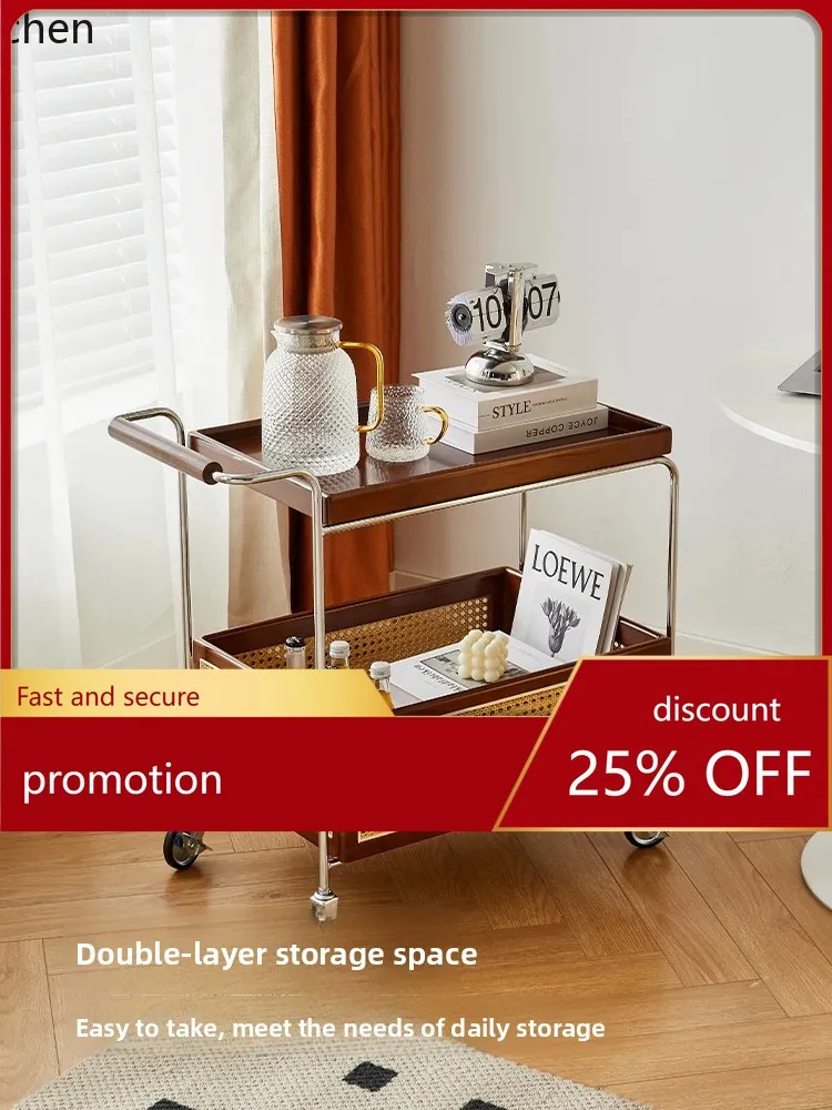 

YFY living room solid wood trolley snack dining car sofa French bedroom bedside table small