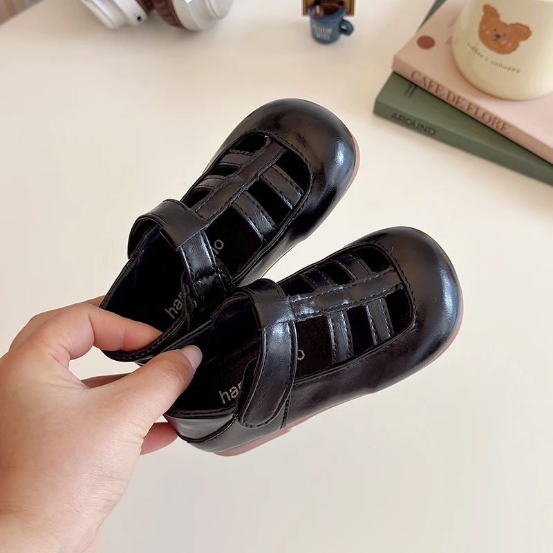 Baby Girls Boys Sandals 2025 Summer new Toddler Shoes PU Leather Hollow Out Soft-soled School Kids Shoes Children Beach Sandals