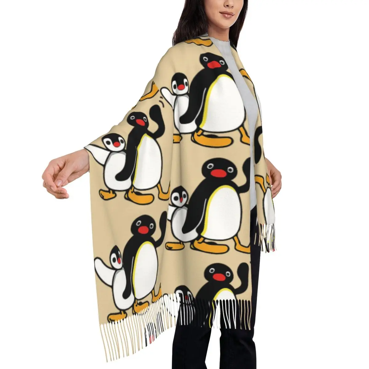 Sciarpa Pingu Sciarpe con nappe Scialli e stole morbidi e caldi da donna Grande scialle autunno inverno