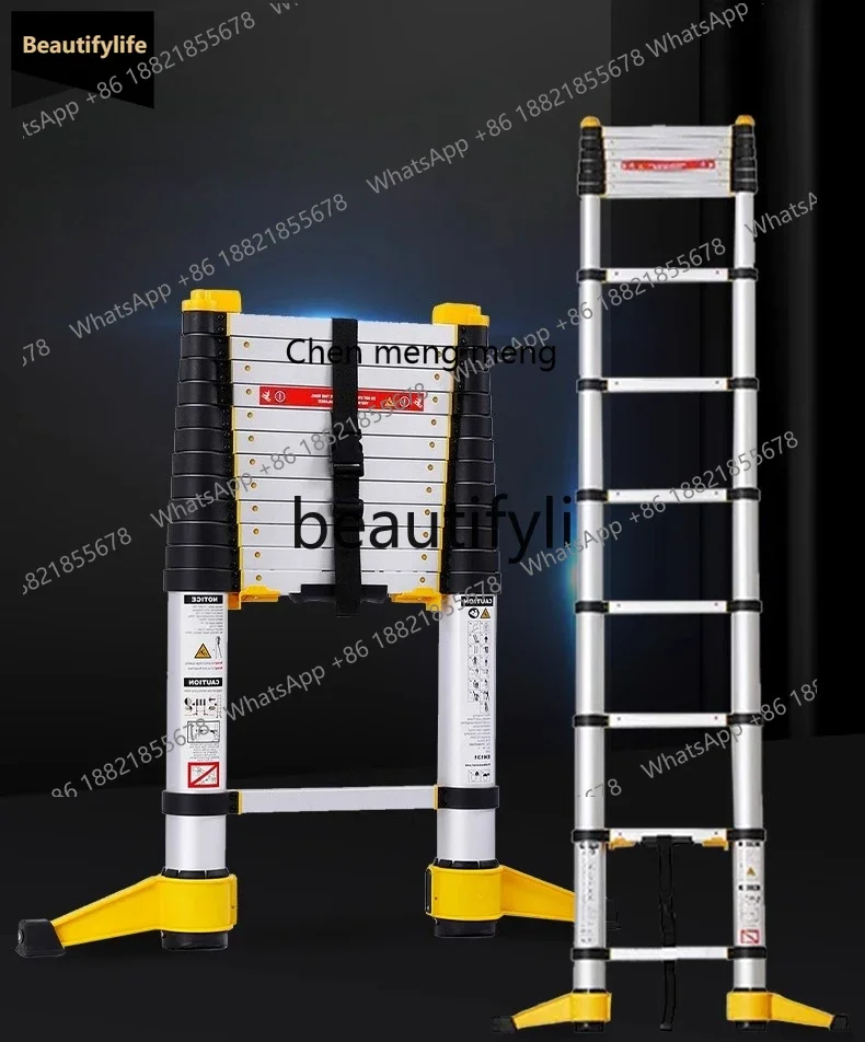 

X GG New Minimalist Thickened Aluminum Alloy Telescopic Straight Ladder Anti-Pinch Handheld Household Portable Lifting Ladder