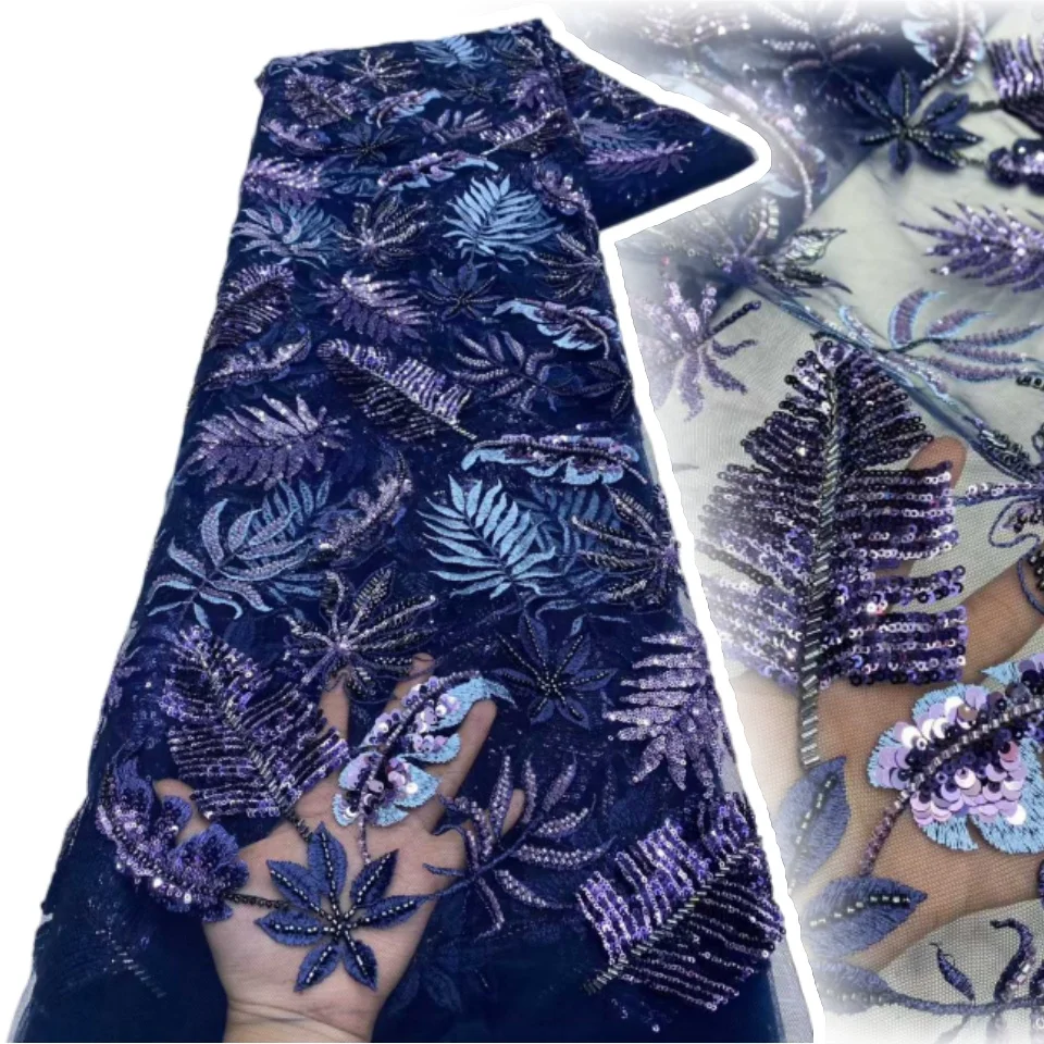 

African Lace Fabric 2025 Sequins Beaded Embroidery Groom Nigerian Bridal 2025 High Quality Party Lace Fabric for Wedding TP1707