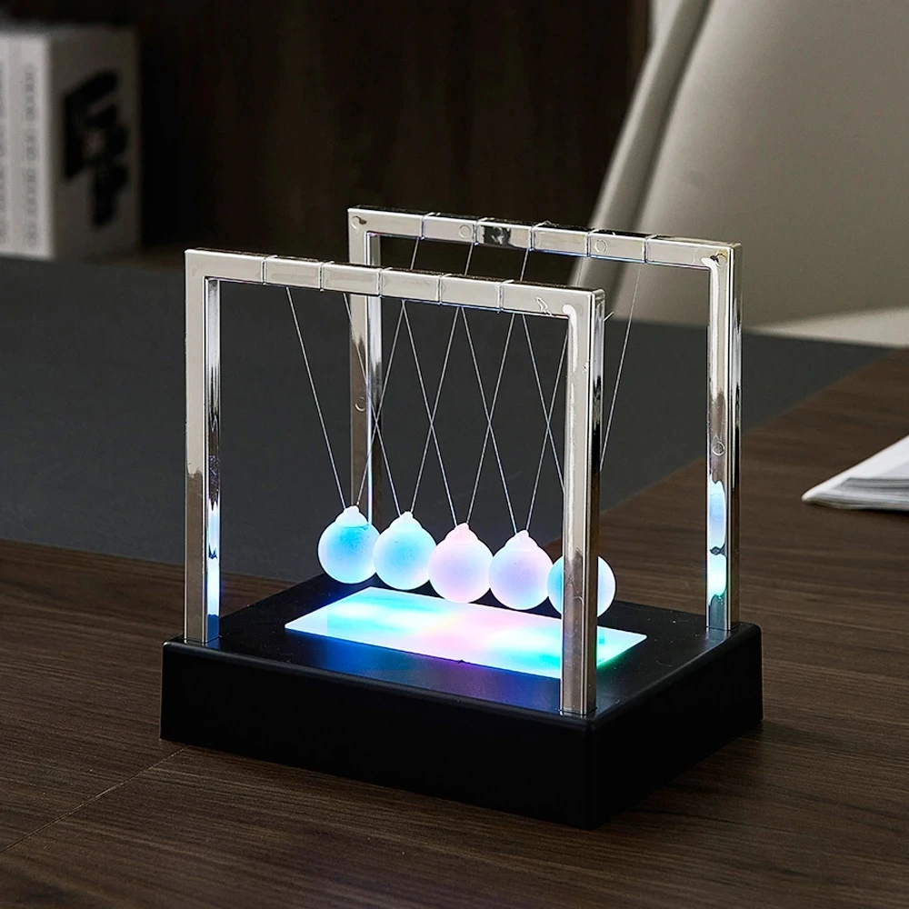 Cradle Light Balance Newtons Pendulum Newton Toy Desk Physics Metal Led Science Motion Perpetual Swinging S Swing Toys Executive