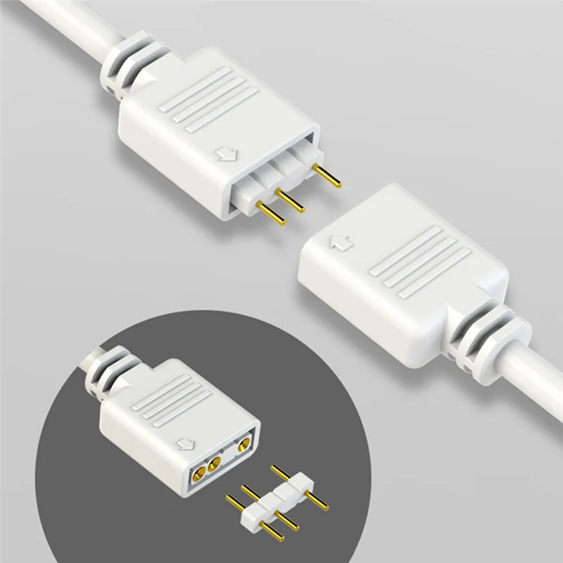 Venda quente 5v cabo de extensão de 3 pinos para placa-mãe de computador 1 ponto 4 hub cabo de conexão extensão argb divisor, branco