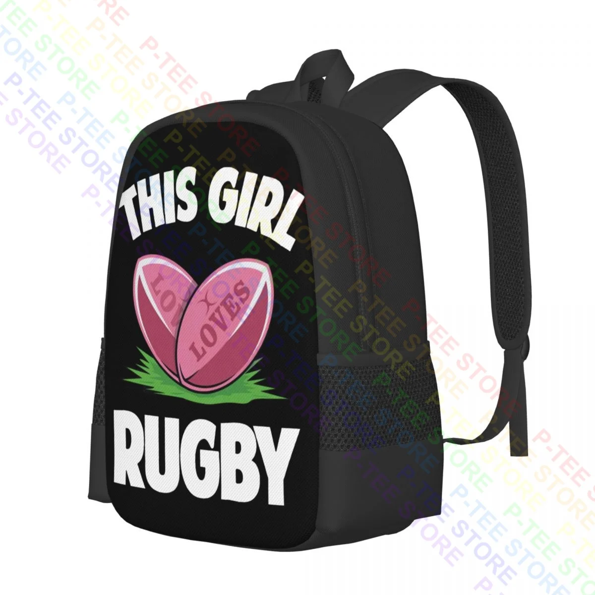 This Girl Loves Rugby Slogan Sports LoverBackpack Large Capacity Softback Riding Backpack