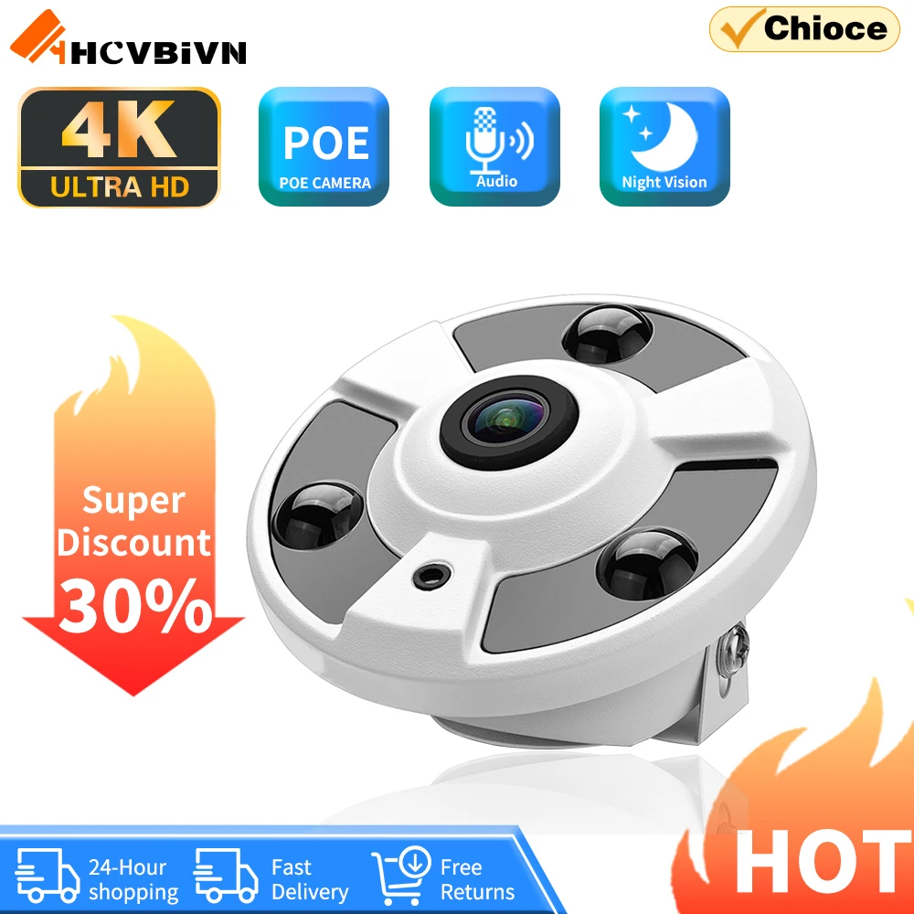 8MP CCTV POE IP Fisheye Panoramic Camera Outdoor Waterproof 180 Degree View Security Surveillance Dome Camera XMEYE H.265