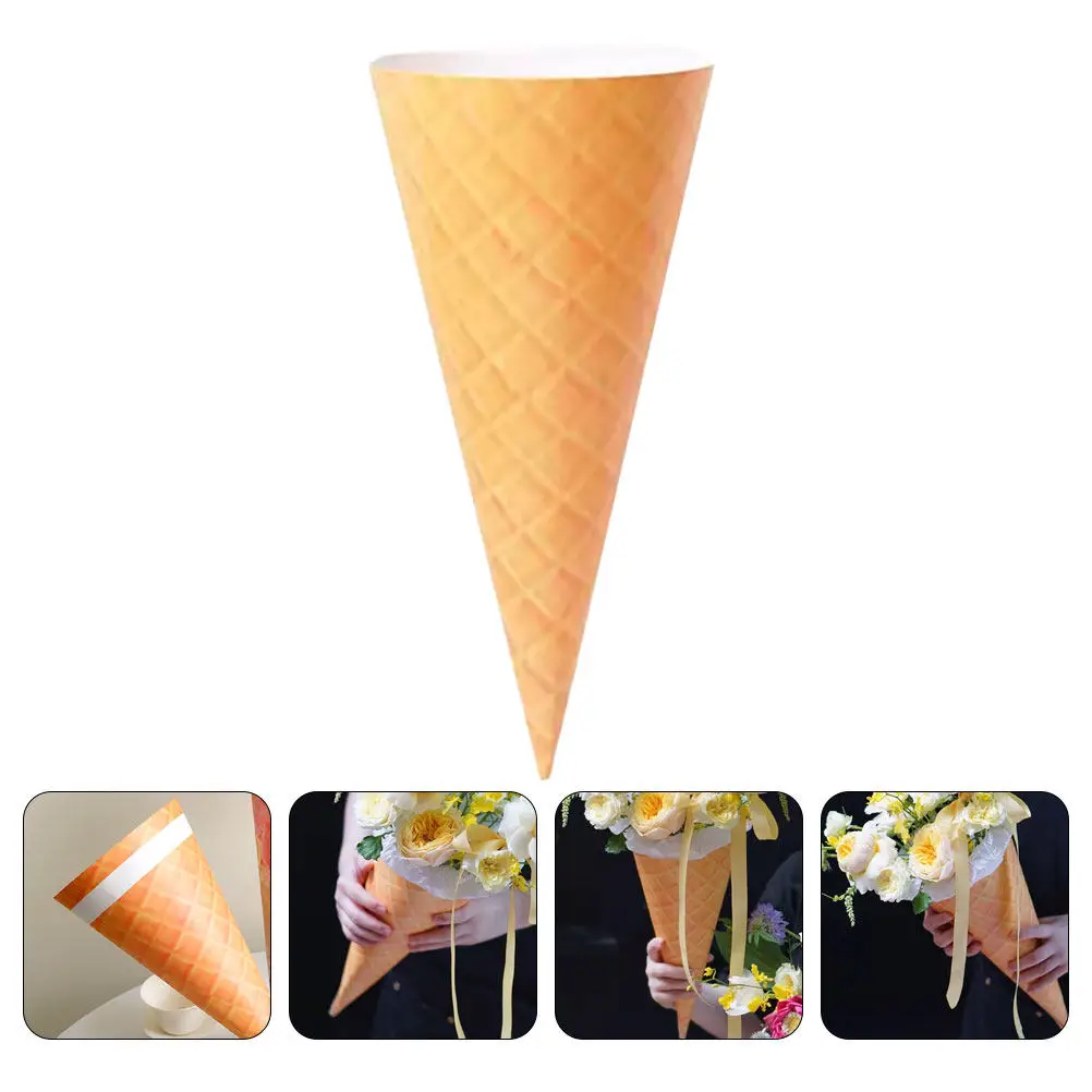 10Pcs Ice Cream Cone Flower Bouquet Wrapping Paper Unique Decorative Floral Wraps Petal Cones for Weddings Birthdays Bouquet