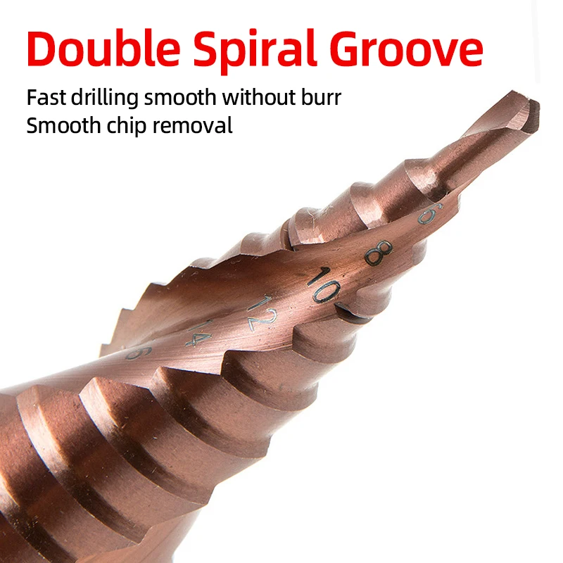 HSS CO M35 الكوبالت خطوة مثقاب الخشب مدبب دوامة مستقيم الأخدود مخروطي المرحلة الحفر الفولاذ المقاوم للصدأ المعادن ثقب القاطع مخروط أداة #5