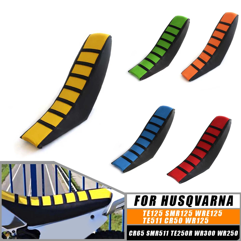 For Husqvarna TE125 SMR125 WRE125 TE511 CR50 WR125 CR65 Motocross Dirt Bike Cross Country Rubber Striped Gripper Soft Seat Cover