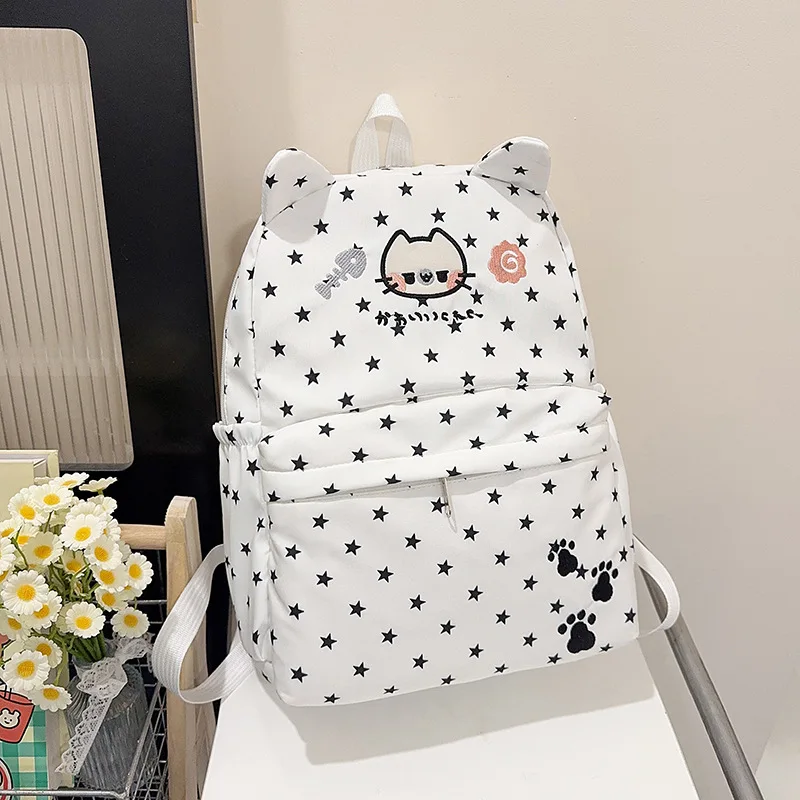 

Japanese-style Star Kitty Women's Backpack, Large Capacity, Cute and Versatile Student School Bag, Fresh Style Travel Backpack