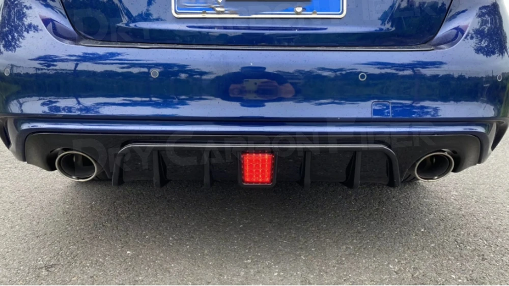 

ABS углеродное волокно, задний бампер автомобиля, диффузор со светодиодной подсветкой для Infiniti Q50 2018 2019, спойлер, авто декоративные чехлы