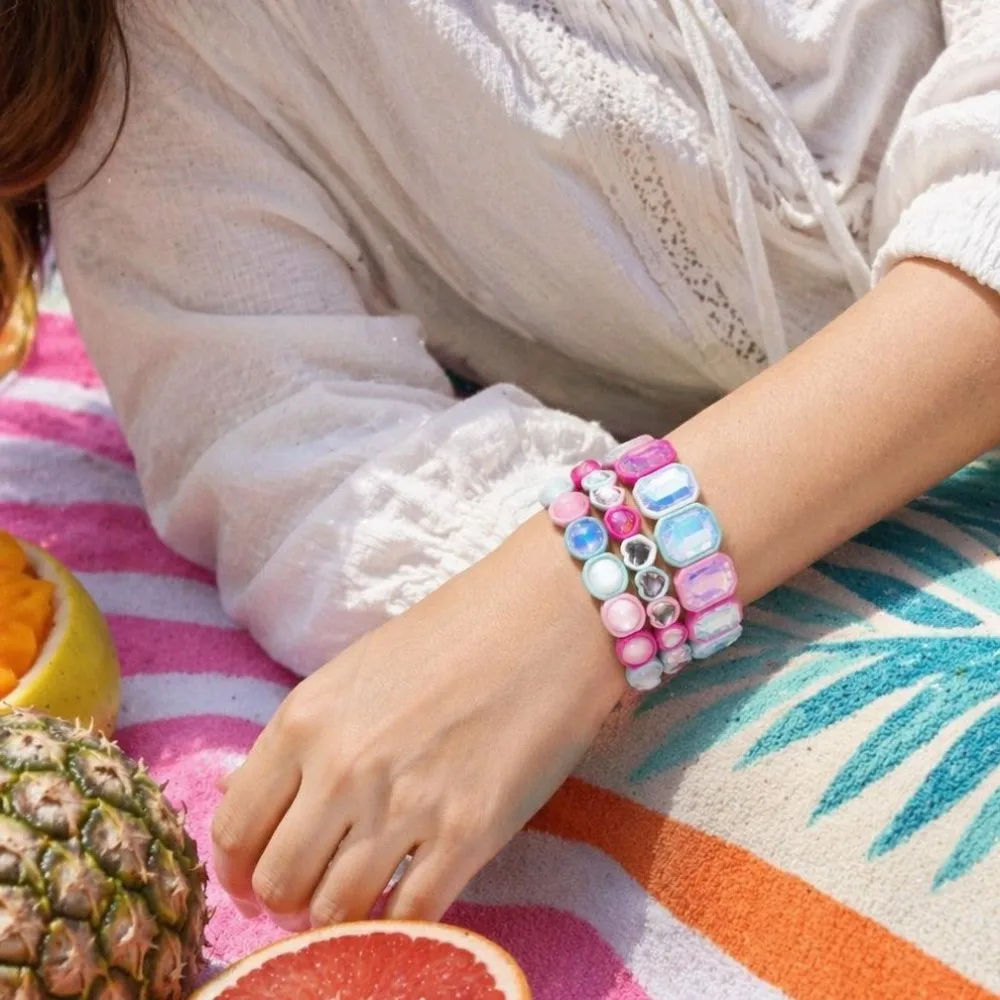 BEUTIFOR Eisfarben-Kristall-Emaille-Armband-Sets für Frauen, handgefertigter bunter, mehrschichtiger Wickelperlen-Armreif – Detail 6