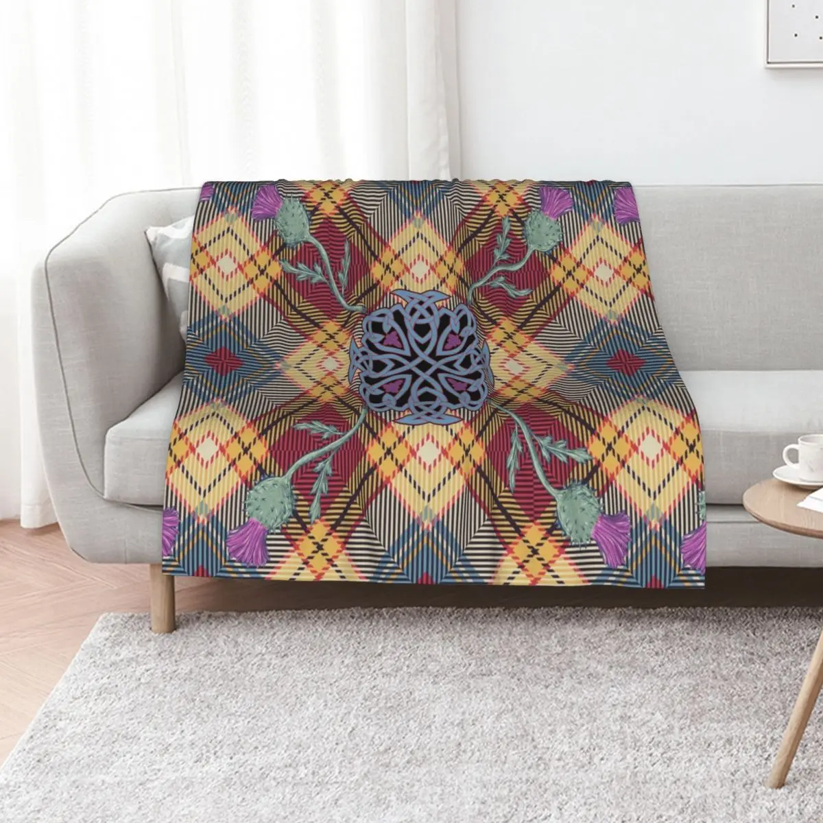Scottish Thistle Tartan Throw Blanket Luxury Brand Vintage Sofa Throw Cute Plaid Summer Blankets