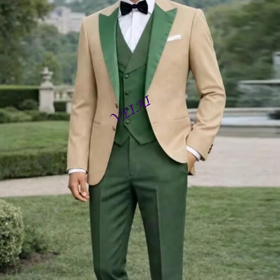 

CustomizedNew White And Black Men Suit Formal Occasion Groom Groomsman Wedding Party Prom Male Business Tuxedos 2 Piece Blazer P
