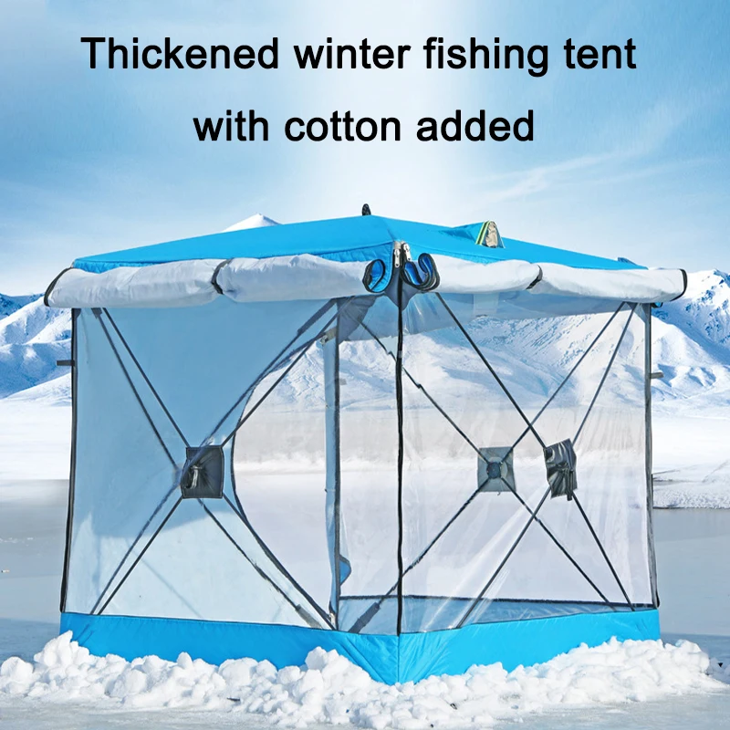 Instant Setup Ice Fishing Tent – Warm Cotton Lined 3-Layer Foldable Shelter for Winter Fishing & Camping, No Assembly Needed