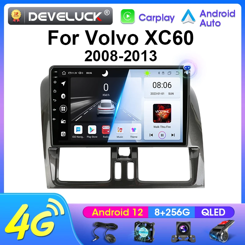 

For Volvo XC60 que 1 2008 - 2013 2 Din Android 12 Car Radio Multimedia Video Player Navigation GPS Carplay Auto Stereo Head Unit