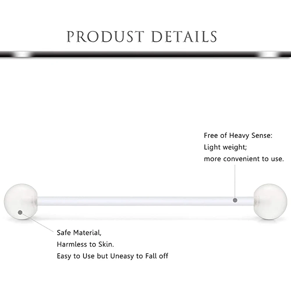 Clear Cartilage Earring Piercing Retainers Flexible Acrylic Helix Hoop Nose Lip Stud Eyebrow Tragus Septum Horseshoe Ring White