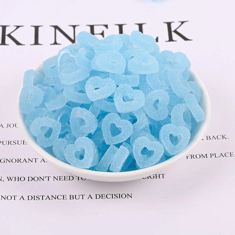 10 Pcs Simulation Frosted Sugar Love Heart Soft Candy Fondant Donut Handmade DIY Jewelry Hairpin Resin Accessories