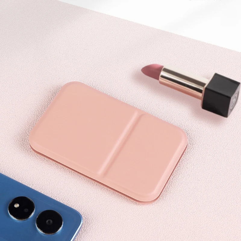 Desktop Makeup Mirror Solid Color PU Leather Simple Portable Handheld Makeup Mirror Foldable Student Compact Cute Pocket Mirror