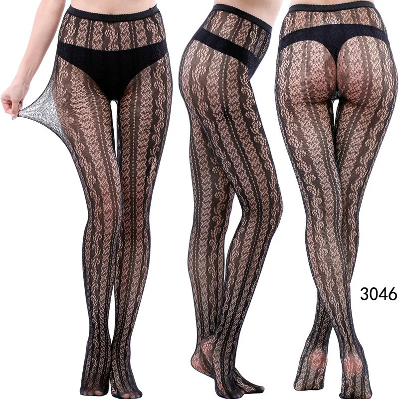 Neuartige Übergrößen-Netzstrumpfhose Sexy Hohle Spitzenstrümpfe Schwarze Overknee-Strümpfe für Damen Dessous – Detail 18