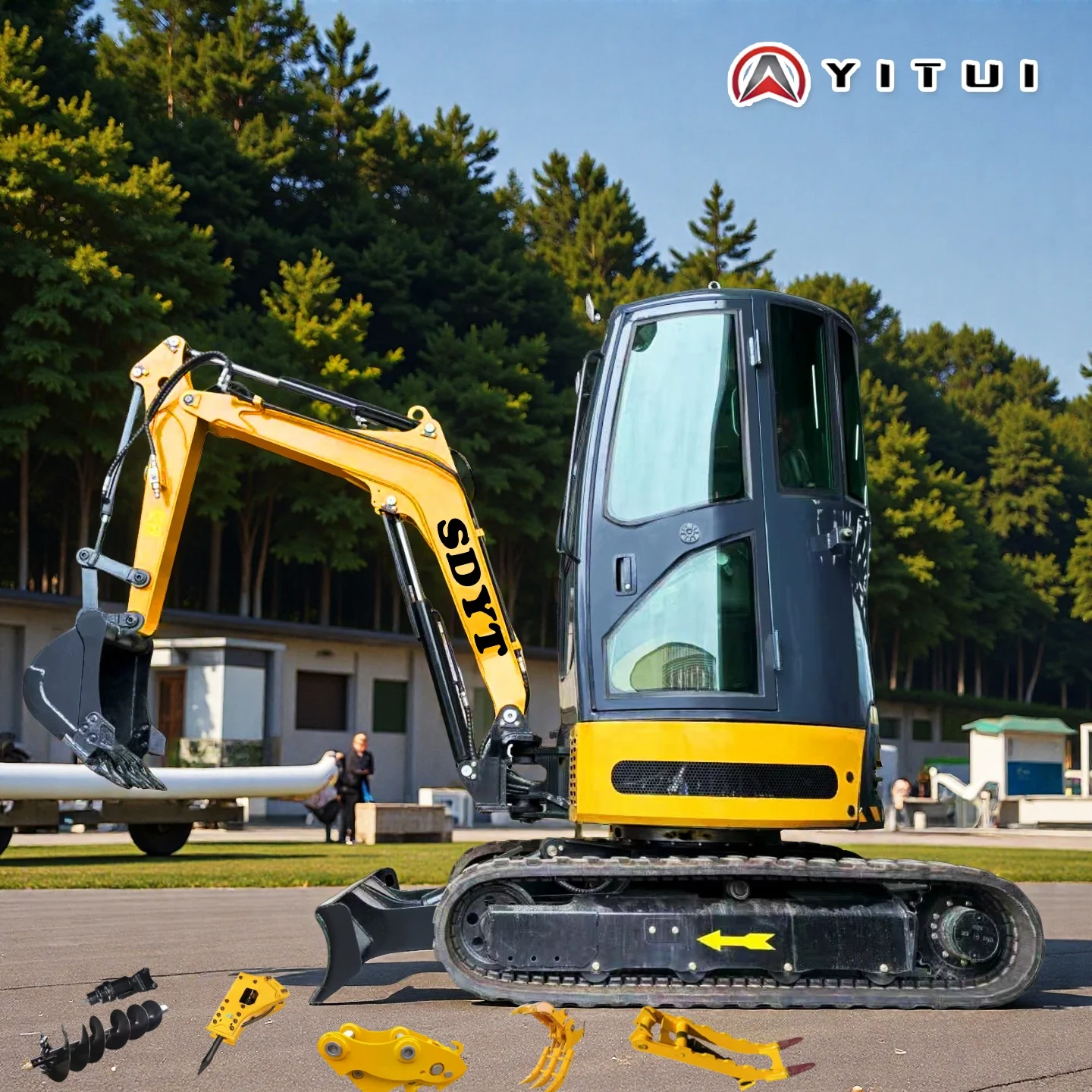 حفارة زاحفة صغيرة حفار هيدروليكي آلات بناء صغيرة مدمجة لمزرعة الحديقة والمناظر الطبيعية حسب الطلب