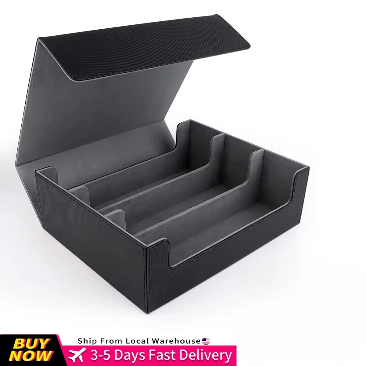 Kabinka Card Box Deck Box for MTG, Trading Card Storage Boxes for 1800+ Cards, Leather Deck Case with Dividers, Deck Box for TCG Magic the Gathering Cards - Black