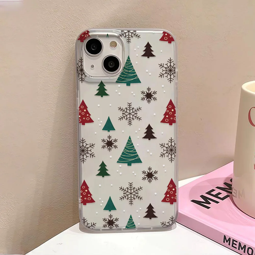 سيليكون ندفة الثلج شجرة عيد الميلاد متجمد جراب هاتف آيفون 17 16 15 برو ماكس 14 13 برو الهواء 12 11 للصدمات لينة غطاء فوندا