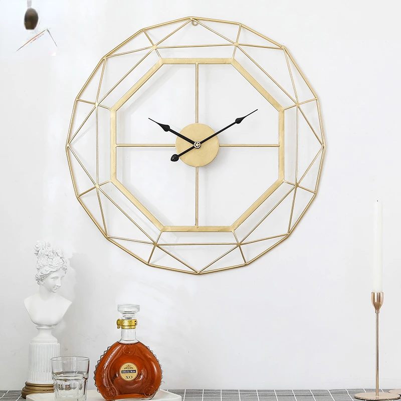 Modern Minimalist Furnishings Living Room Decoration Big Clock 60cm Iron Wall Clock Nordic Light Luxury Creative Mute Wall Clock