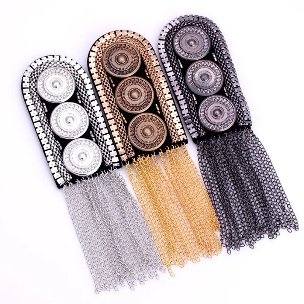 Fashion Alloy Shoulder Epaulets Chain Tassel Decorative Shoulder Board Retro DIY Clothing Accessories Party Performance