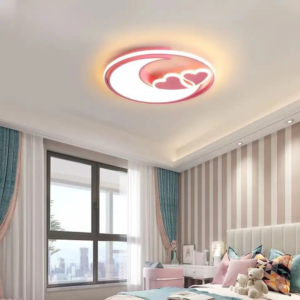 Imagem -04 - Heart Shape Ceiling Lights For Kids Princess Lamp Girls Bedroom Light Quarto do Bebê Criança