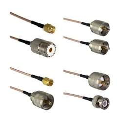 1Pcs RG316 Cable UHF PL259 SO239 to SMA / UHF / BNC Male Plug & Female Jack Connector Crimp RF Jumper Pigtail 4inch~10FT