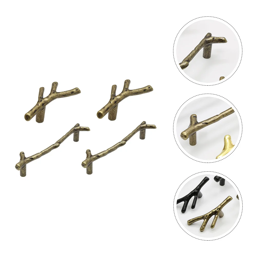 

4 Pcs Branch Shaped Knobs Double Hole Zinc Alloy Drawer H les Cabinet Door Pulls Furniture Accessories For Cupboards