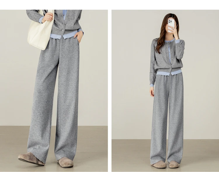 SENTUBILA Damen-Langhose, Strick, dick, gerade geschnitten, lässig, elastisch, hohe Taille, Jogginghose, Damenbekleidung 153K80276 – Detail 27