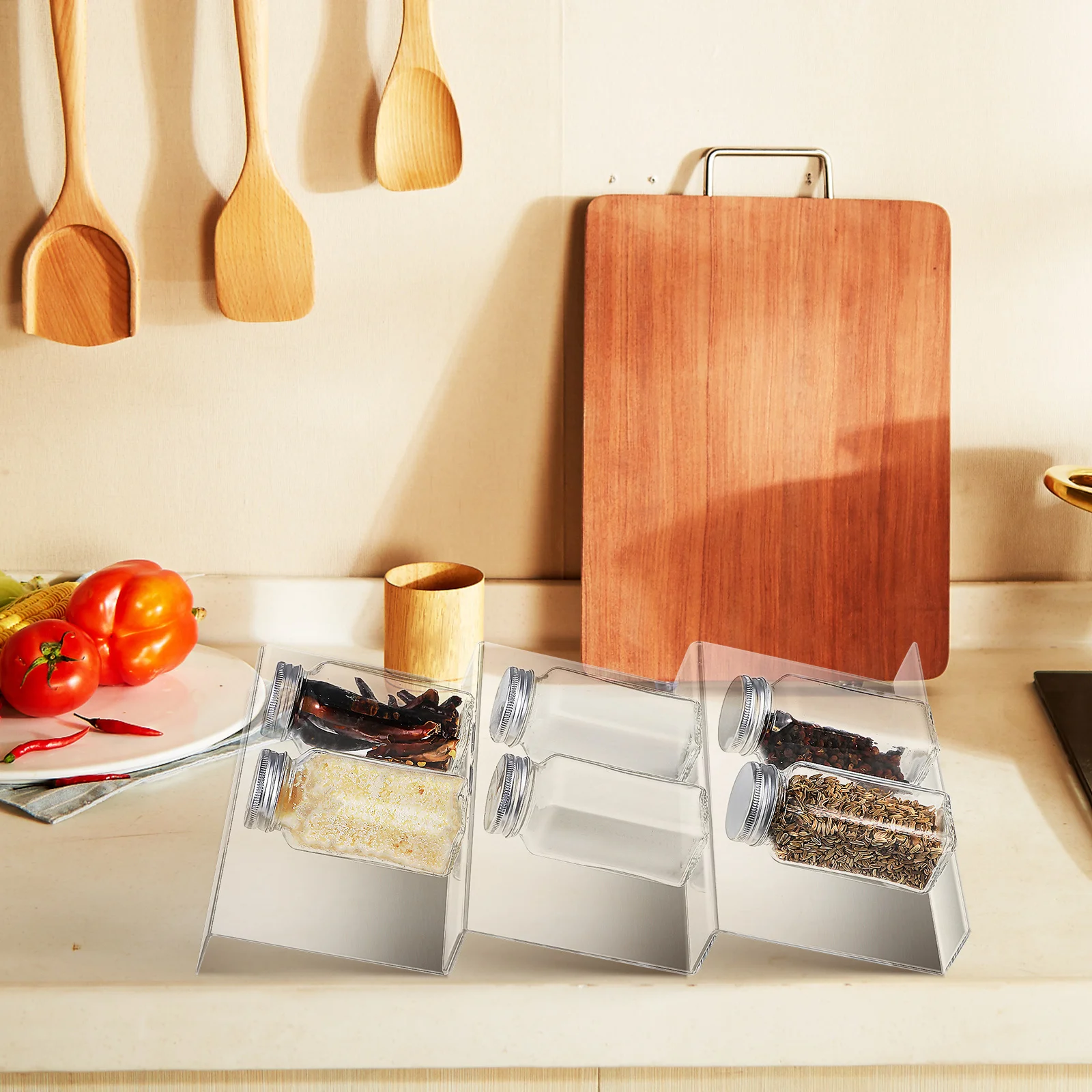 

4Pcs Drawer Spice Organizer - Expandable Clear Spice Rack for Kitchen Drawer Adjustable Seasoning Storage Organizer Tray Insert