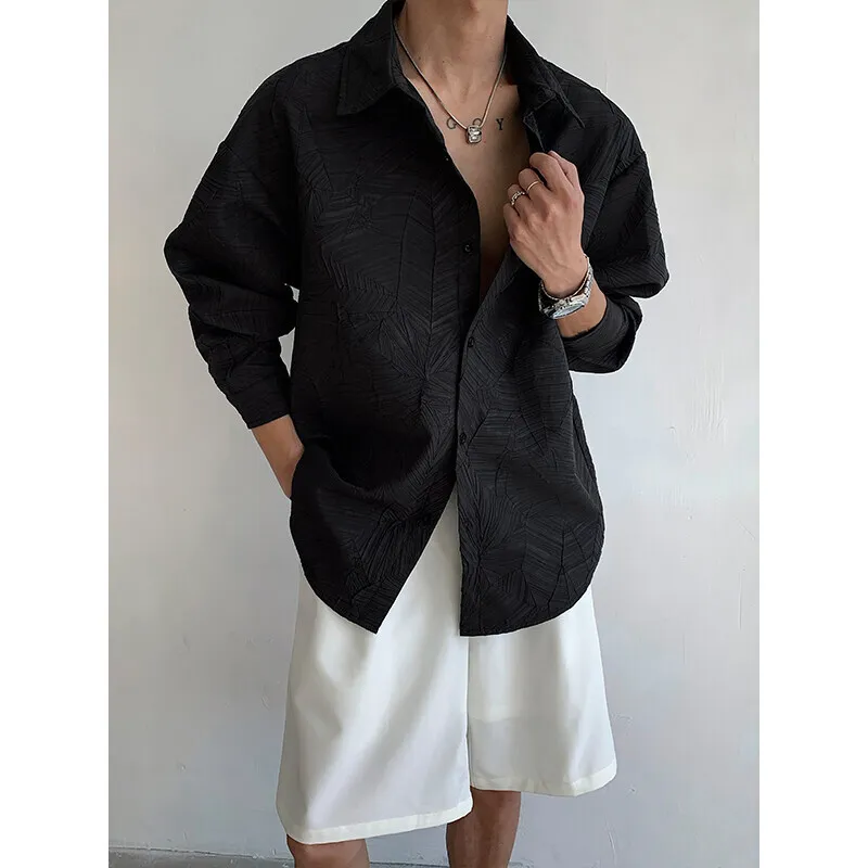 

Spring Long Sleeved Shirt Men Fashion Society Mens Black Dress Shirt Korean Loose Casual Shirts Mens White Shirts M-3XL