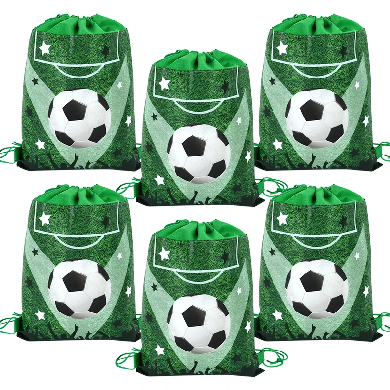 1/3Pcs Football Theme Gift Bag Soccer Drawstring Goodie Snack Candy Bag Kids Sport Birthday Party Guest Favors Decor Supplies