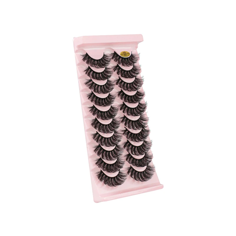 محاكاة فرو المنك المجعد السميك الأوروبي والأمريكي 7D 10 أزواج من الرموش الصناعية، مناسبة للمراحل اليومية والعطلات #4