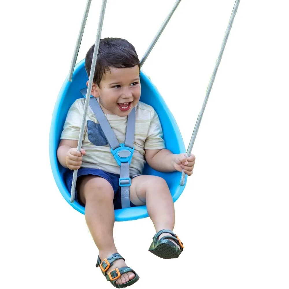 Comfortable outdoor baby swing, 3-point adjustable seat belt, safe quick click locking system, no foam rope, easy to install