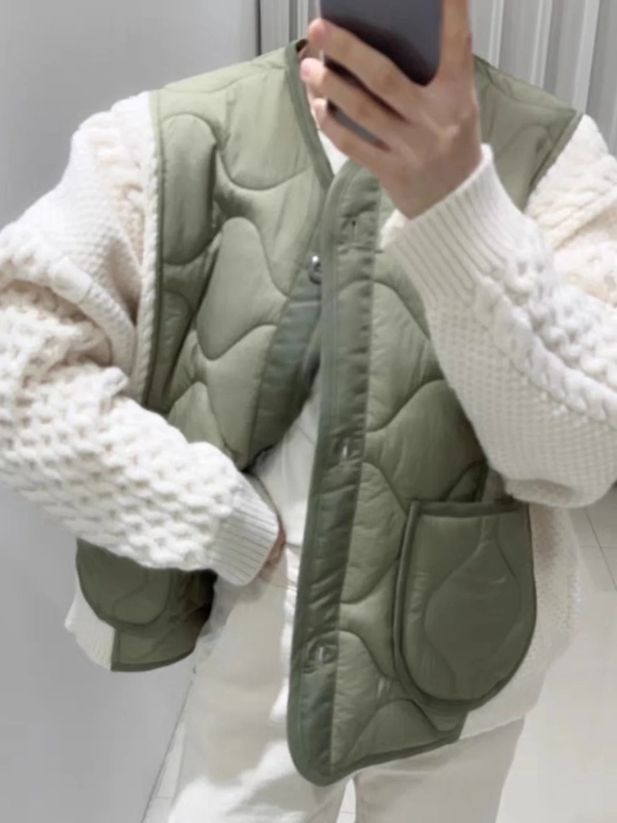 

Korean Sle Women's Cotton Jaet Heavy Work Loose Fit Patchwork Long Sve ort Coat Vintage Aosphere Winter Outerwear