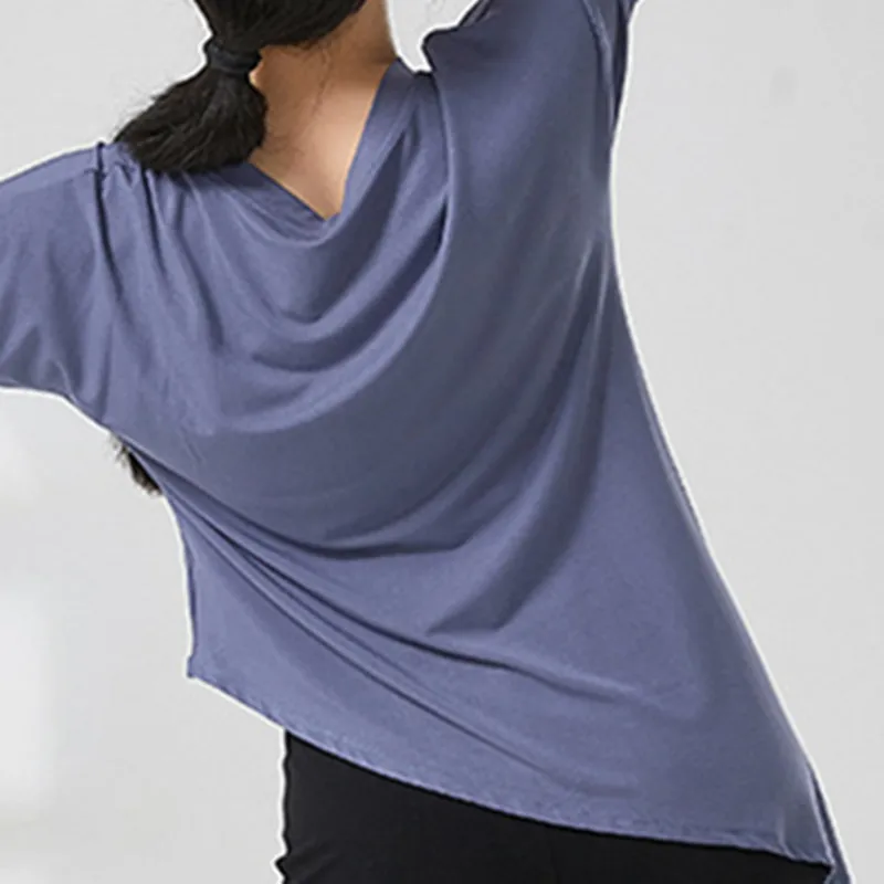 Modern Dance Training Top Clothes Women Soft Loose Irregular Short Sleeve Modal T-shirt Art Test Performance Basic Costume New