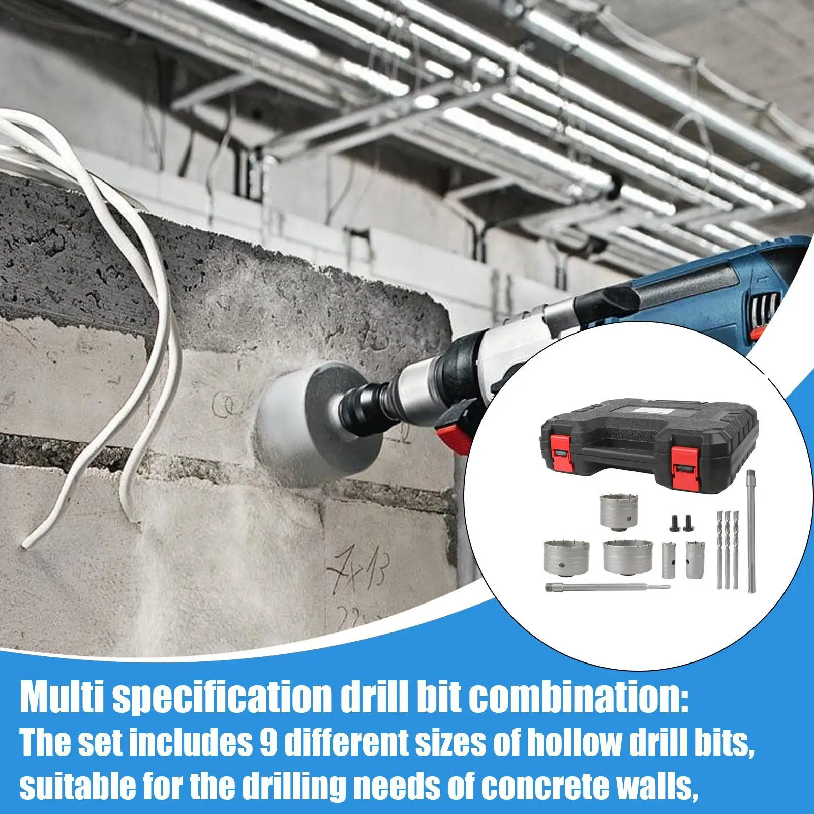 

Hole Saw Drill Bit Set Concrete Brick Hole Saw Drill Bit Metal Cutting Tool High Strength Project Drilling Accessories For