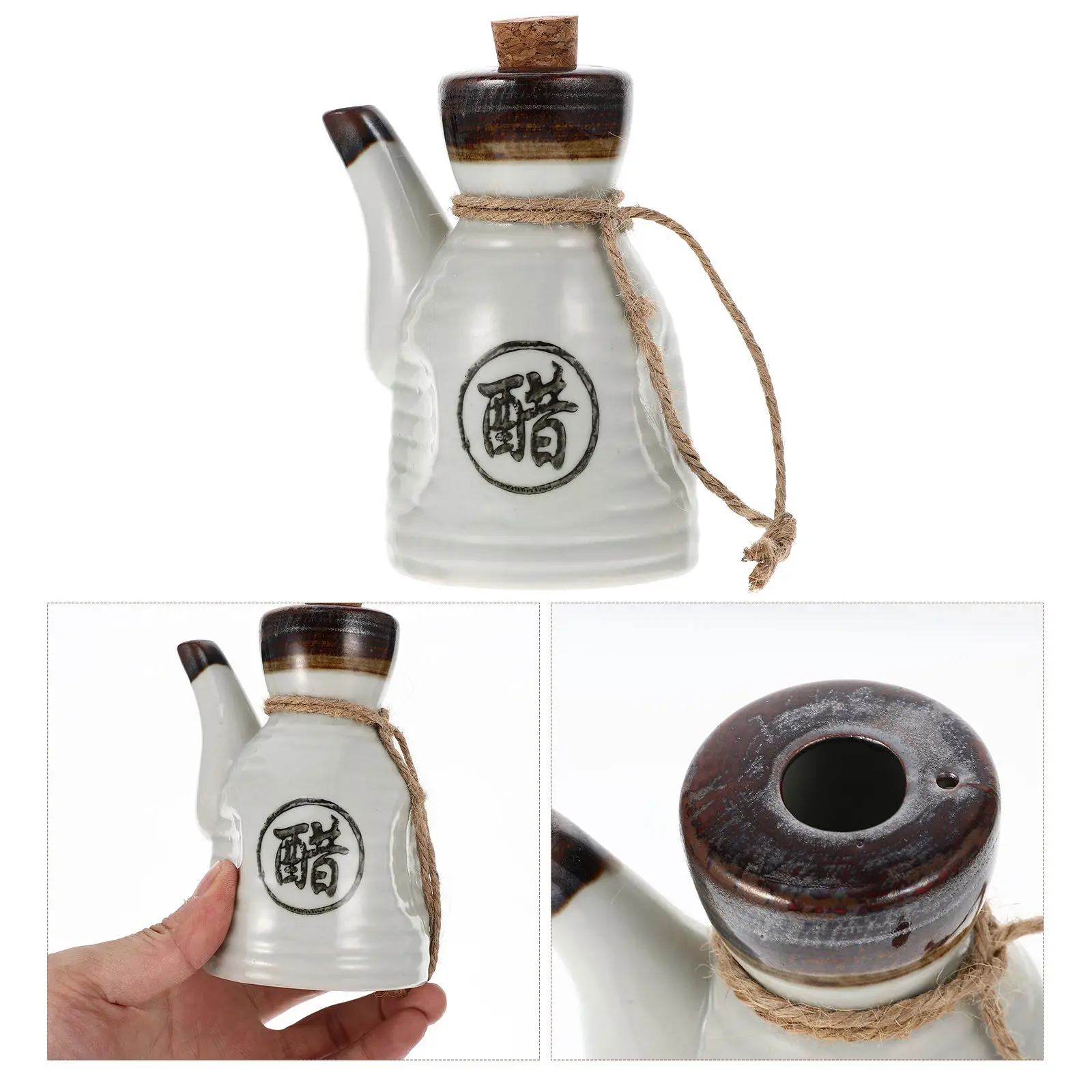 Dispensador de vinagre de cerámica, tarro de especias de cocina de estilo japonés, contenedor de salsa de aceite para almacenamiento de salsa de soja y sushi, soporte para condimentos