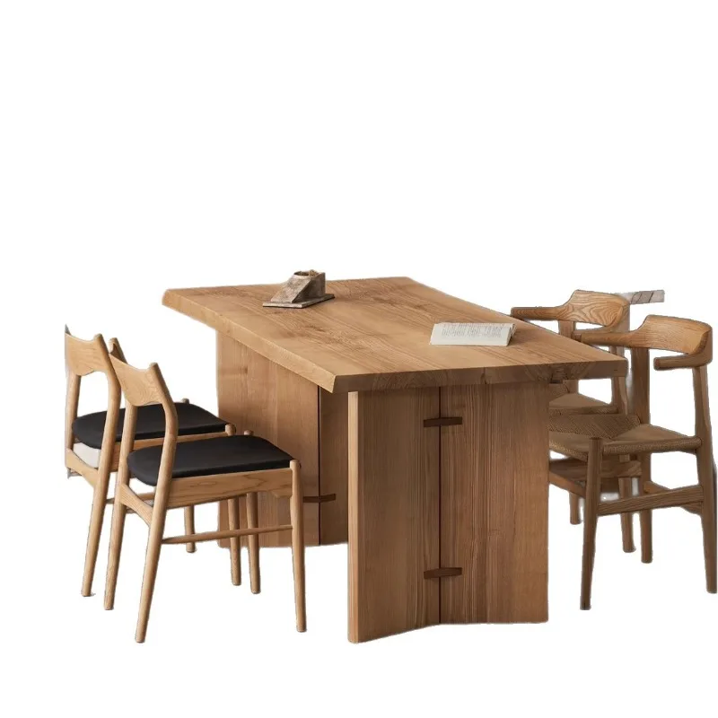 Ash wood dining  large board workbench household log desk tea Nordic simple negotiation