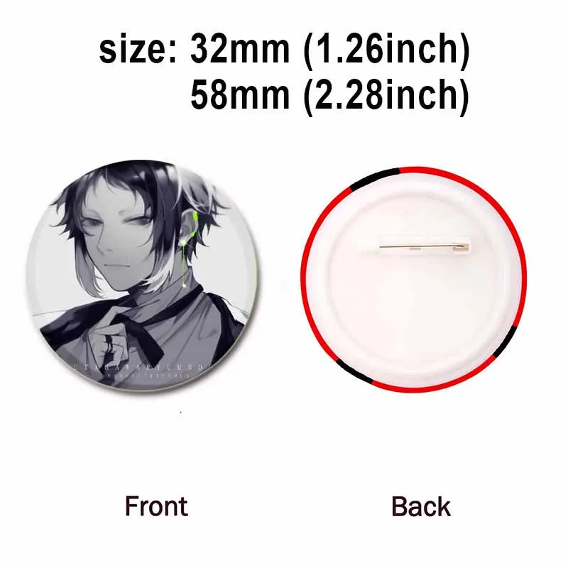 Anime Lapel Pins, Cute Cartoon Brooches, Badge for Bag Hat, Jewelry Gifts, Nakajima Dazai Osamu Nakahara Chuya, 58mm