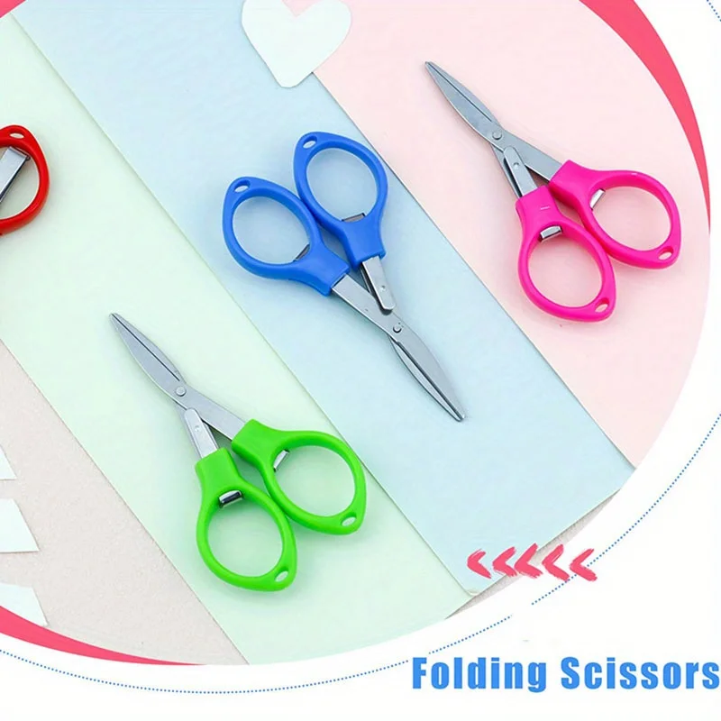 6-30Pcs Folding Scissors Stretchable Stainless Steel Portable Foldable Scissors School Office Home DIY Scissors