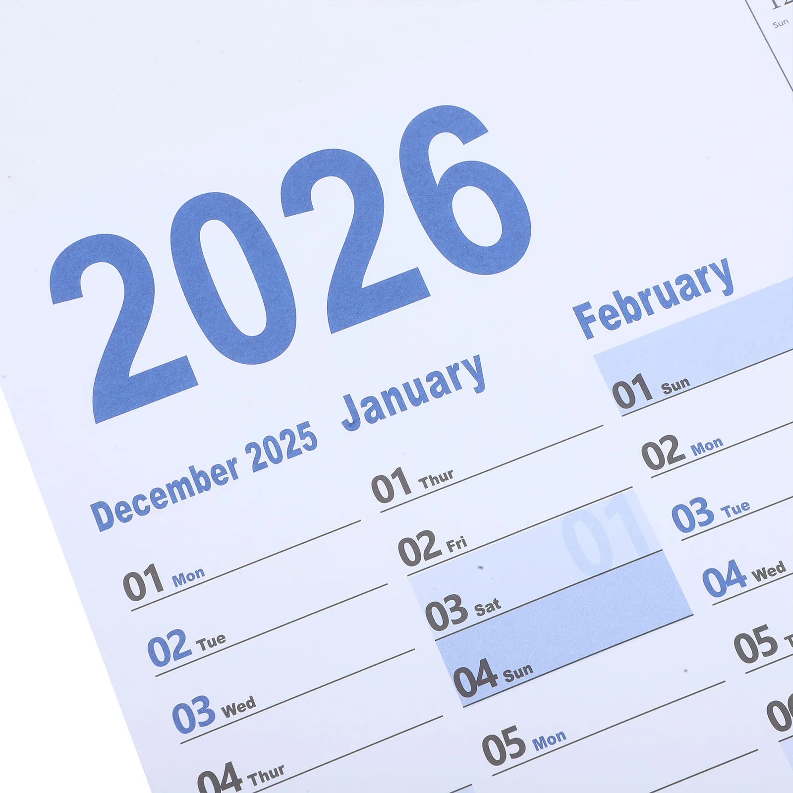 2 세트 2026 점보 벽 달력 대형 월간 플래너 사무실 가정 가족 업무 이벤트를 위한 쓰기 가능한 연간 일정 주최자